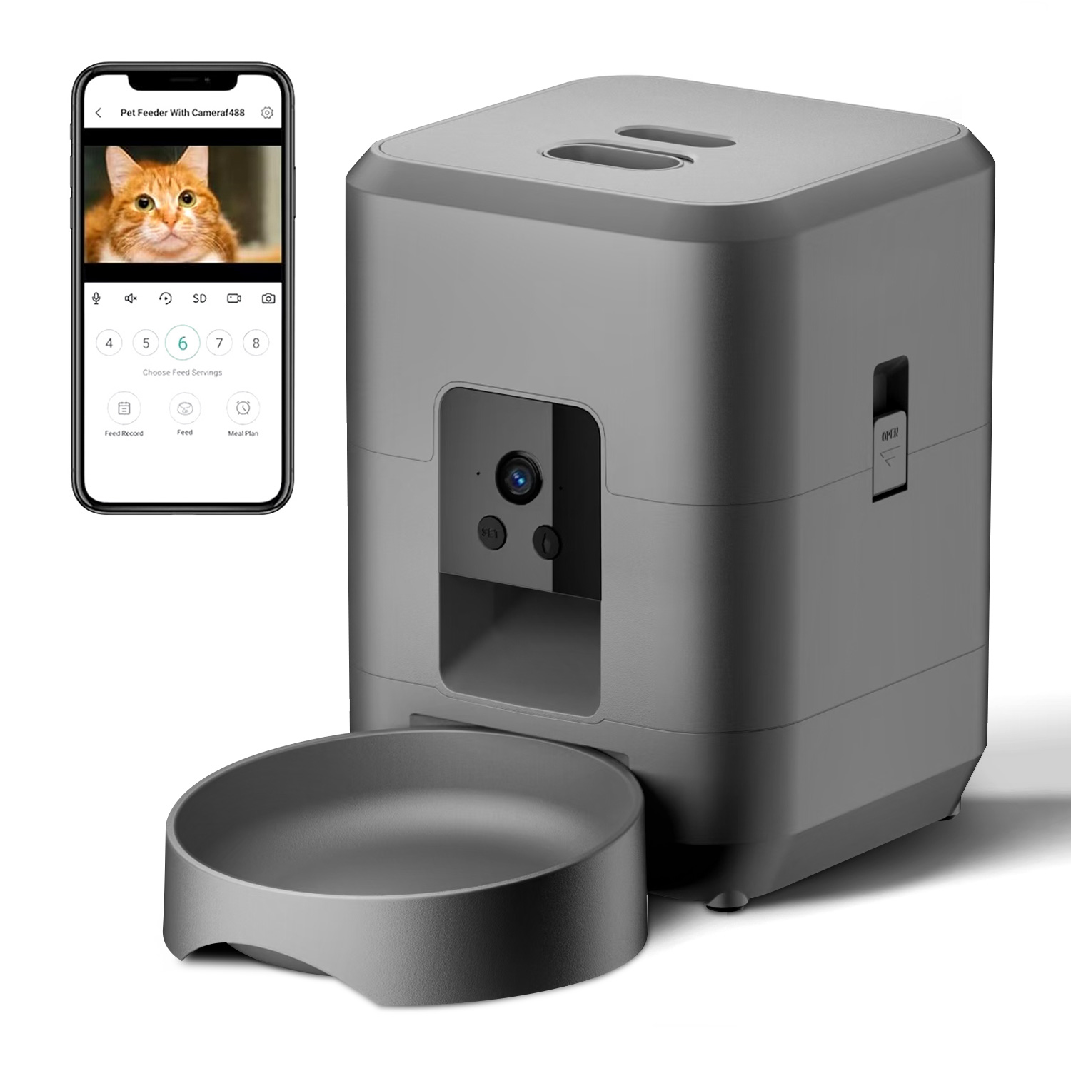 Kitchen Appliances Video - Mangiatoia automatica per gatti con fotocamera,